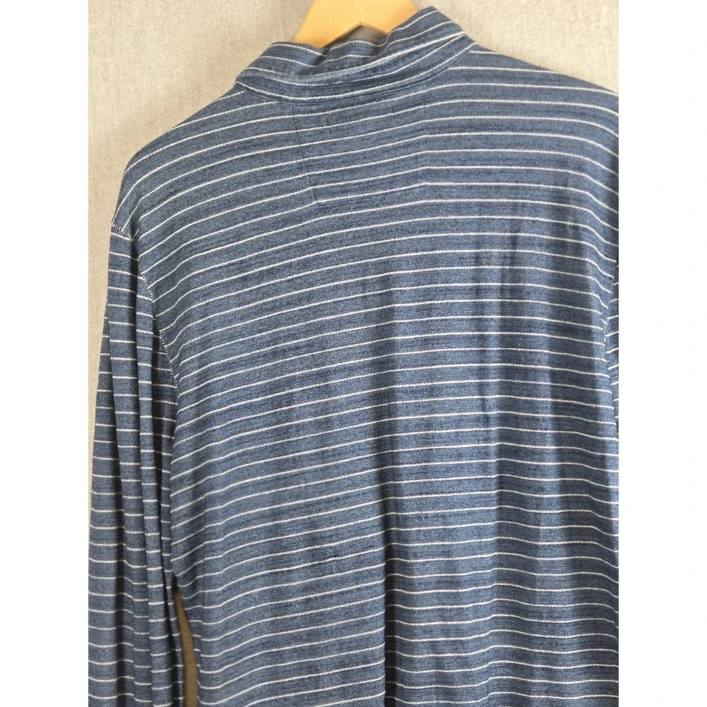 Banana Republic Henley Shirt Mens L Navy Heather Stripe Comfort Preppy‎ Long Slv